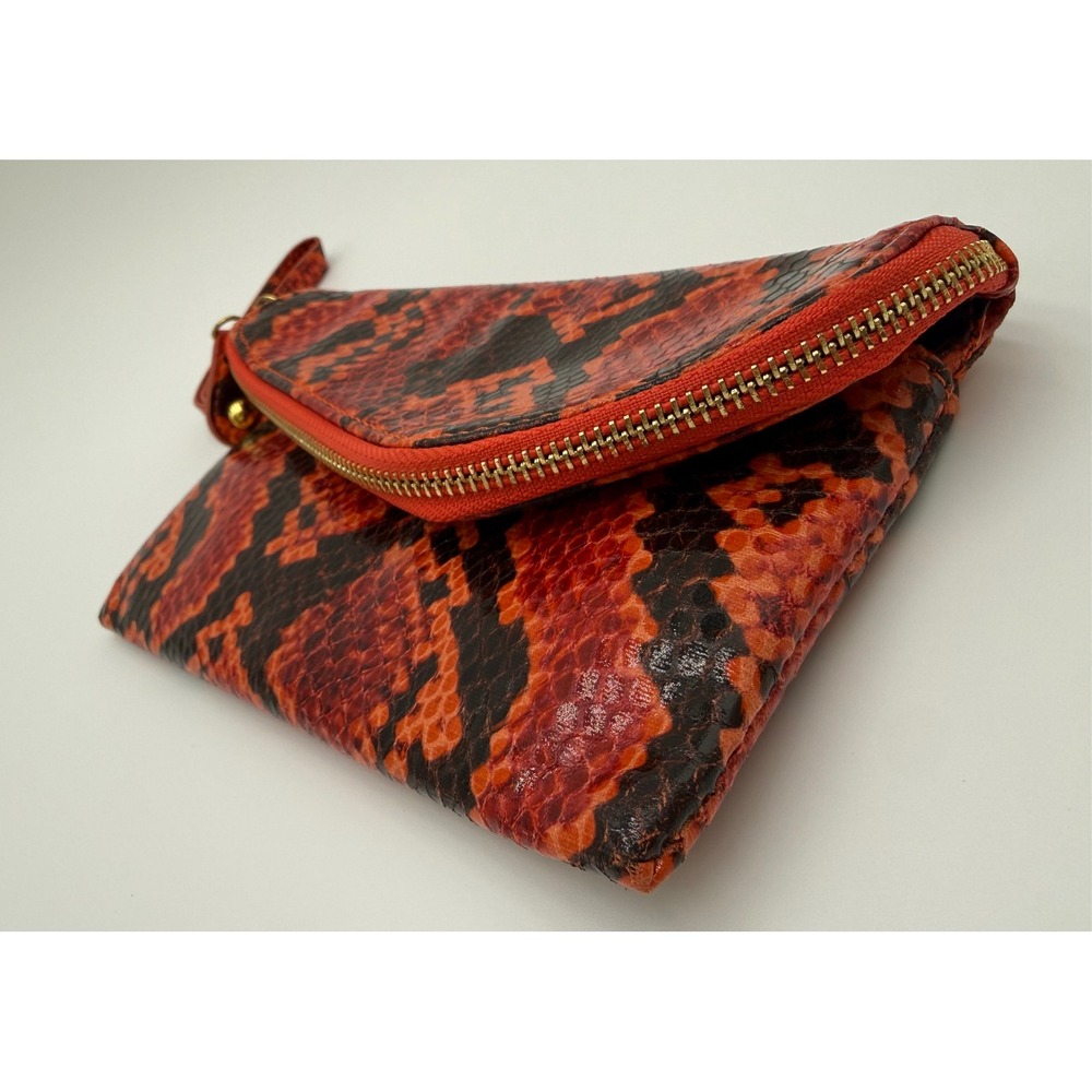 Bakers Red Black Snake print  Embossed Foldover Clutch Wristlet Bag Small